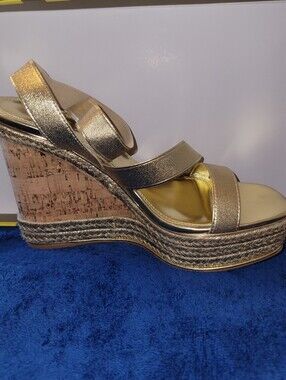 ASOS Metallic Gold Cork Wedge Sandals